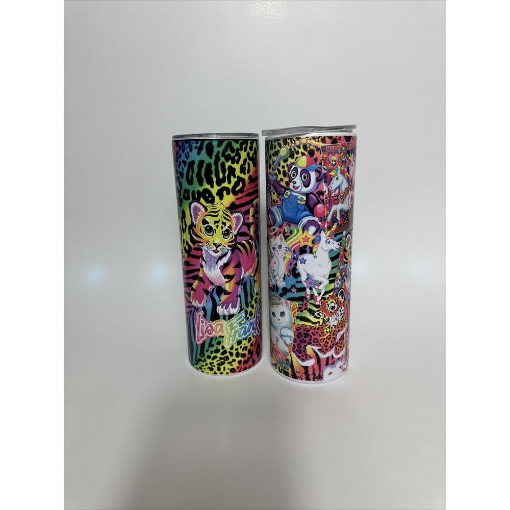 SET OF 2 Lisa Frank travel mug, drinkware Insulated 20z Tumbler with Lid